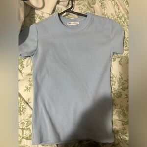 baby blue zara fitted tee